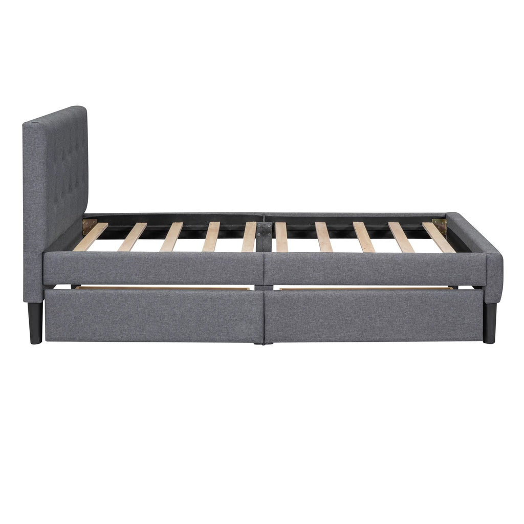 Twin Size Upholstered Platform Bed with 2 Storage Drawers O633801