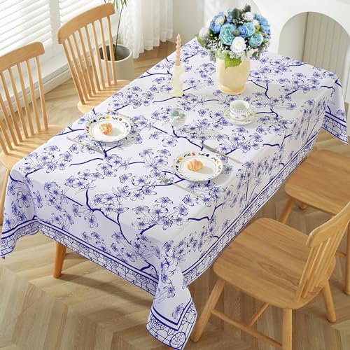 Blue Floral Rectangle Tablecloth E417561
