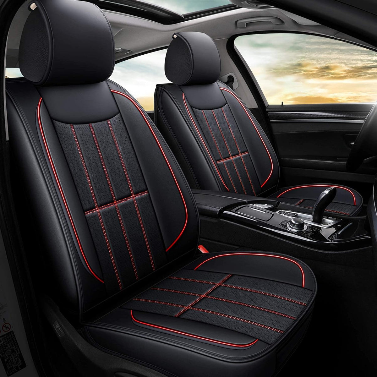 Leather Car Seat Covers Full Set Gray R137365