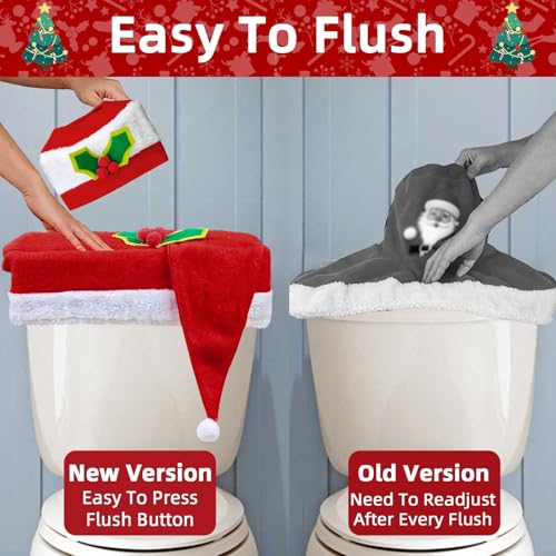 Black 4 Pcs Christmas Toilet Seat Cover Set Q6802