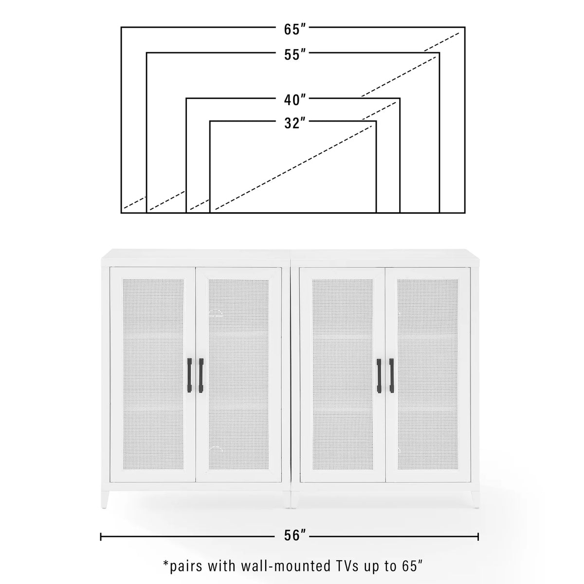 White 2Pc Media Storage Cabinet Set Q592