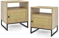 Rattan End Table with Shelf & Cabinet Z453202