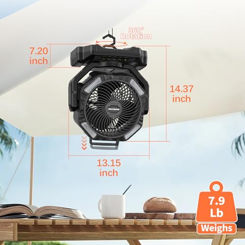 20000mAh Rechargeable Camping Fan with Light U31946