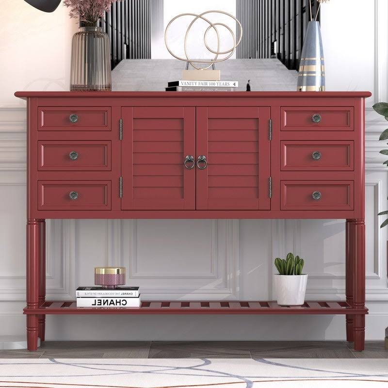 Red Console Table with 6 Drawers S85000