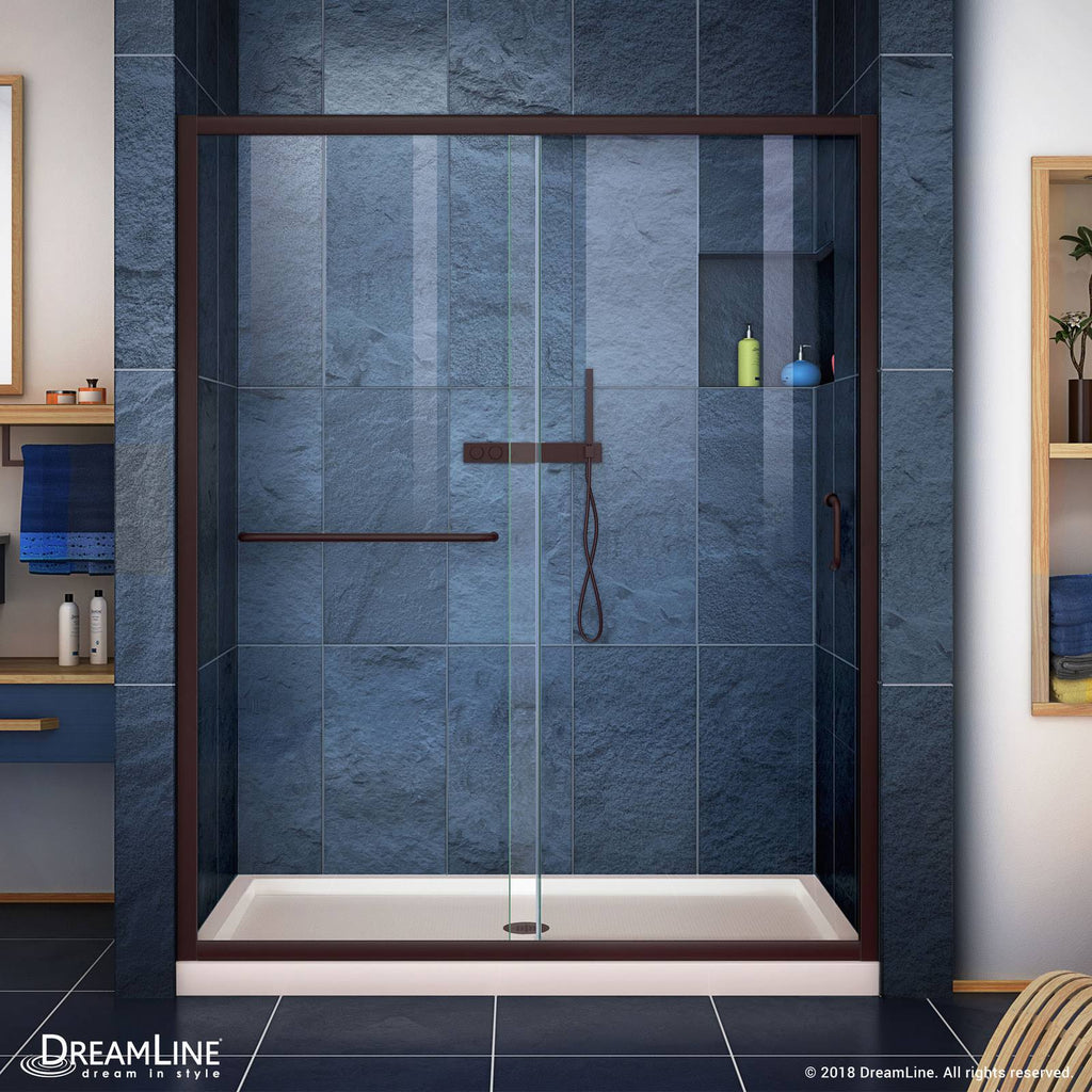 Clear Sliding Shower Door in Oil Rubbed Bronze Z883