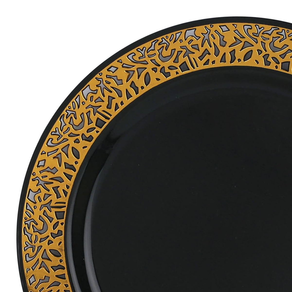 White with Gold Rim Disposable Plastic Salad Plates, 120 Pcs T80550