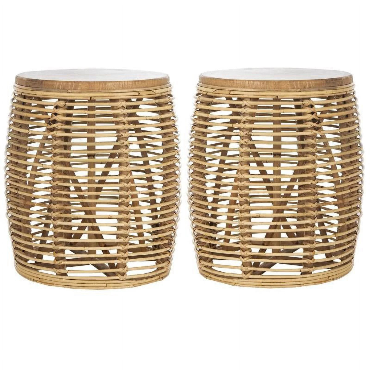 18" Round Rattan Accent End Table Set of 2 O776368