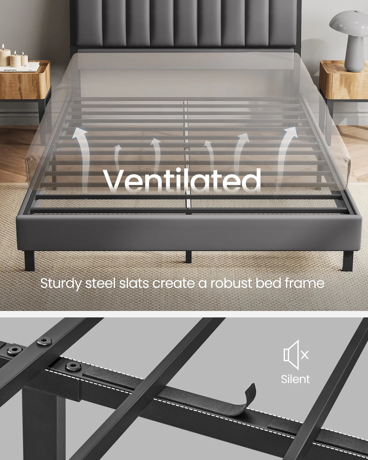 Full Size Bed Frame with Storage Headboard and Charging Station A367