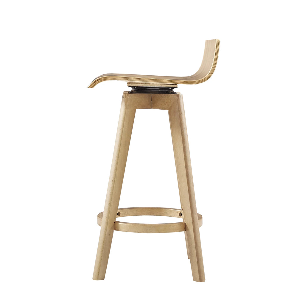 Set of 2 Natural Wood Swivel Counter Stool U67884