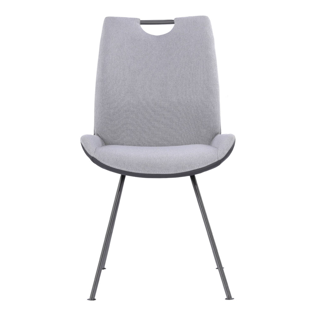 Grey Powder Coated Pewter Fabric Dining Chair Set of 2 T9071