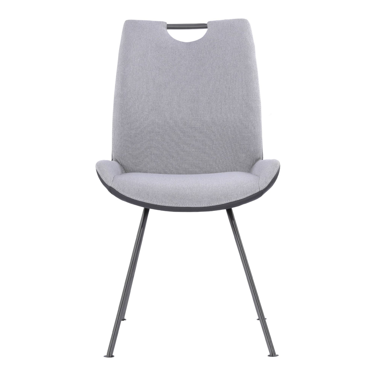 Grey Powder Coated Pewter Fabric Dining Chair Set of 2 T9071