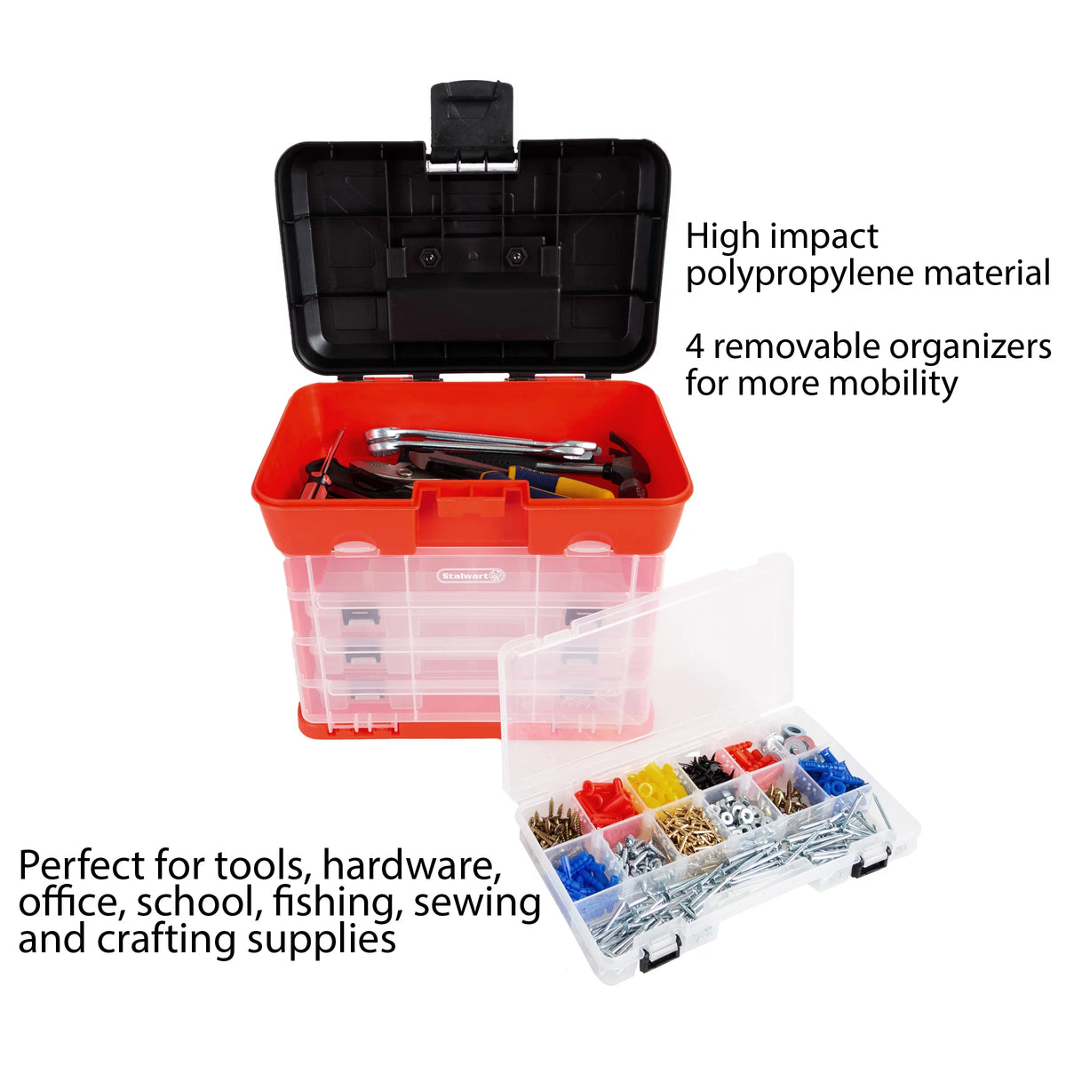 Portable Multipurpose Storage Tool Box with 4 Removable Trays A30022