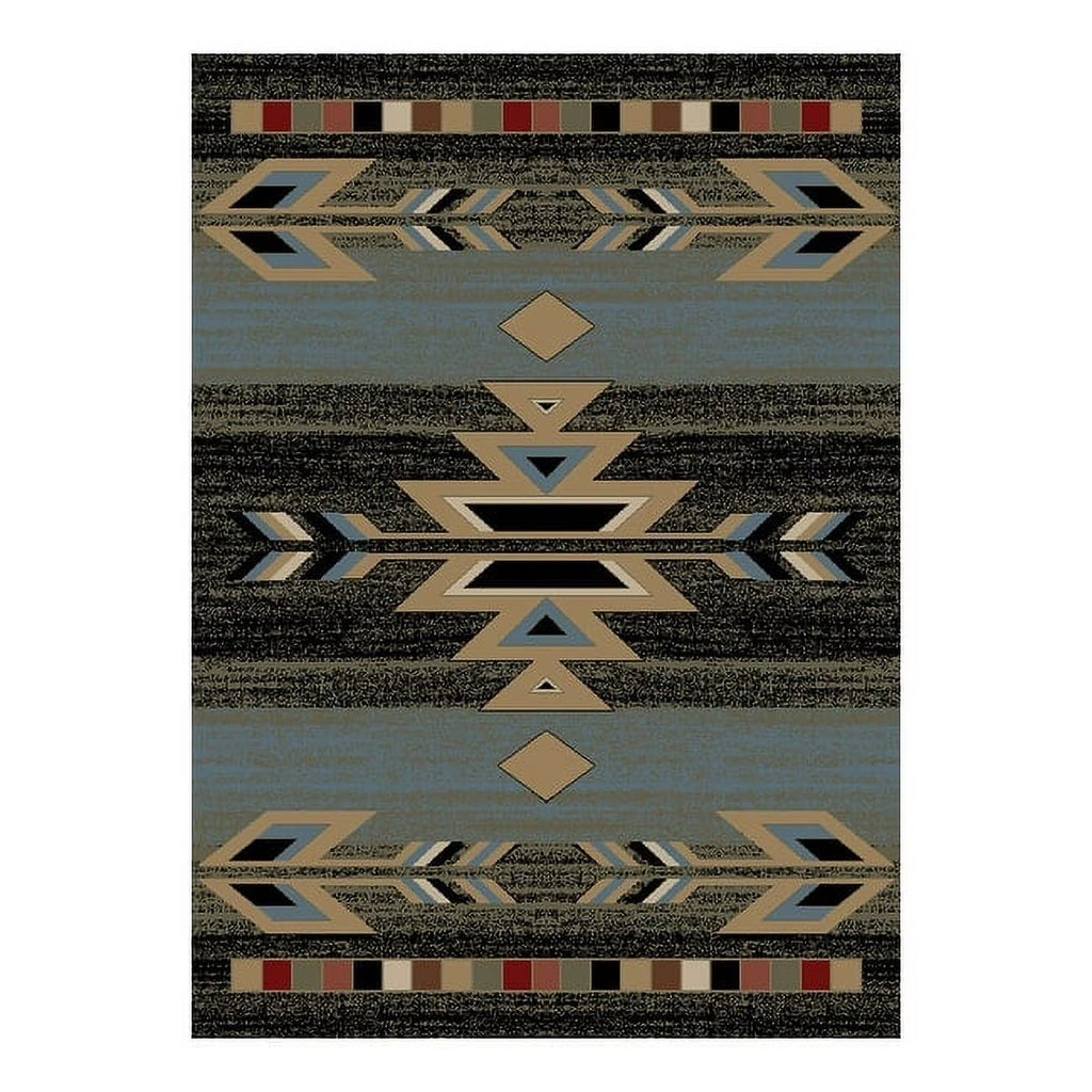 Black 7'10" x 9'10" Polypropylene Geometric Area Rug F41407