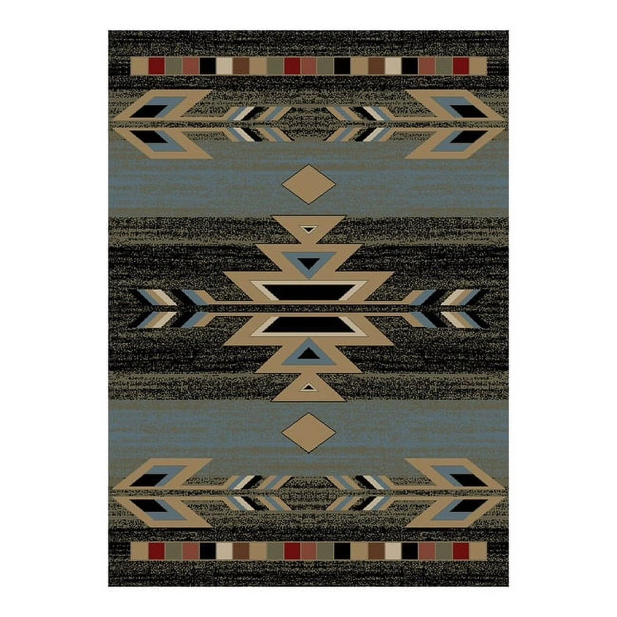 Black 7'10" x 9'10" Polypropylene Geometric Area Rug F41407