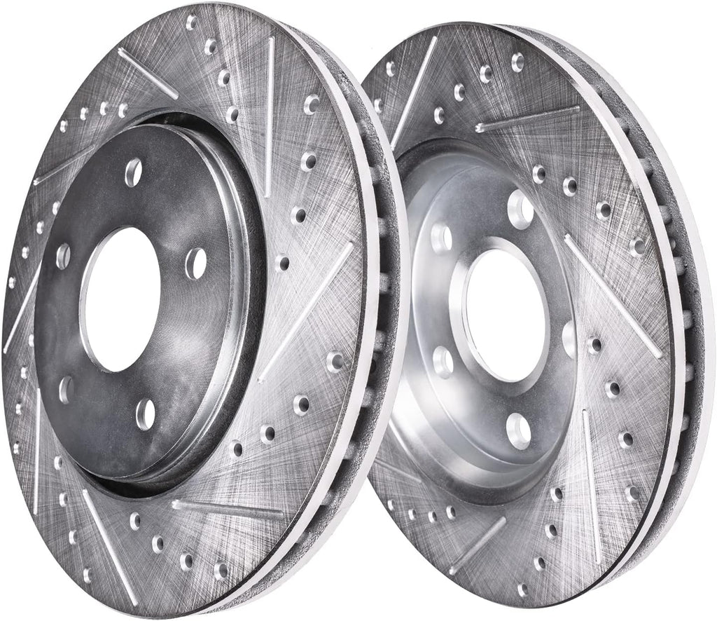 Front and Rear Drilled & Slotted Disc Brake Rotors 4pc Set Q213066