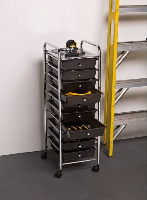 10 Drawer Organizer Cart Black L50099