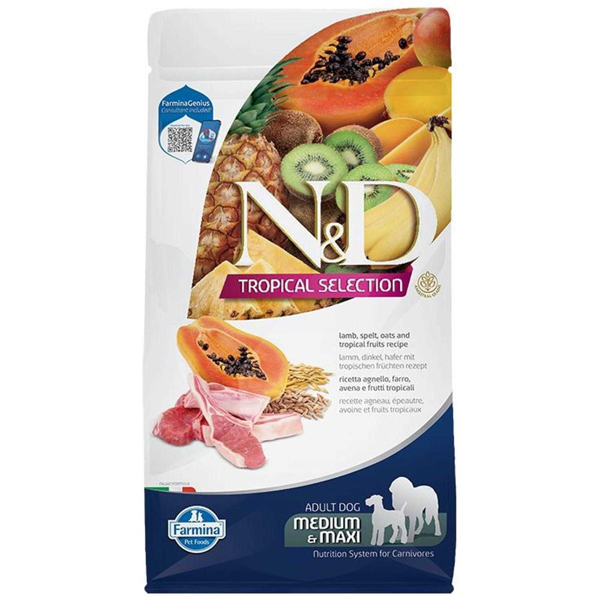 Dry Dog Food Lamb Spelt Oats and Tropical Fruits Adult Medium & Maxi D344652
