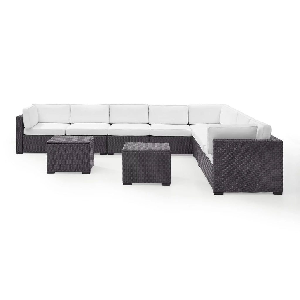 7Pc Outdoor Wicker Sectional Set White/Brown K281419