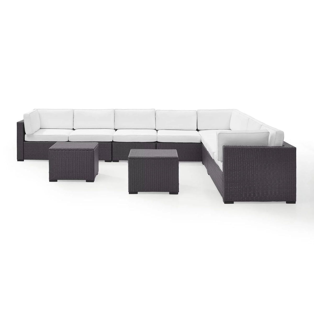 7Pc Outdoor Wicker Sectional Set White/Brown K281419