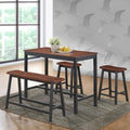 4 Pcs Solid Wood Counter Height Dining Table Set Brown I4394