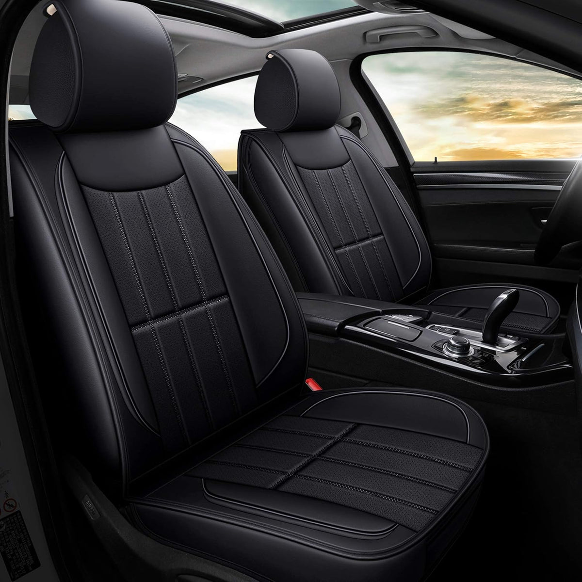 Leather Car Seat Covers Full Set Gray R137365