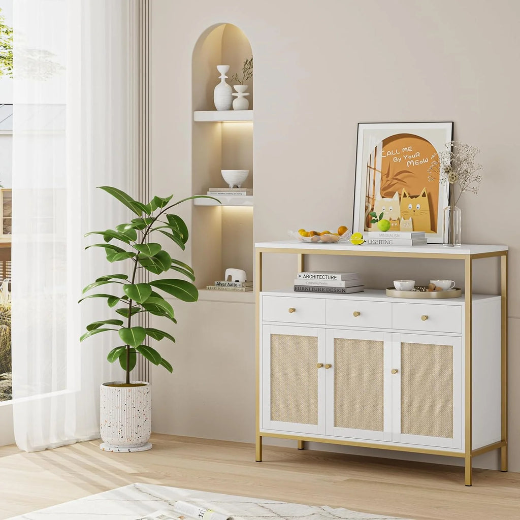 White Dresser with Drawers and Doors X5799