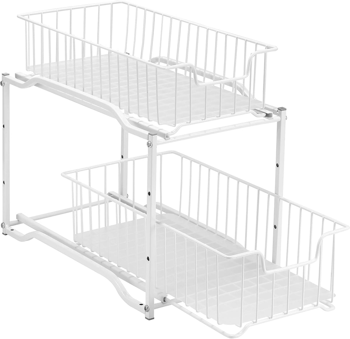 2 Pack White Stackable 2 Tier Under Sink Cabinet Organizer with Sliding Storage Drawer Q13894