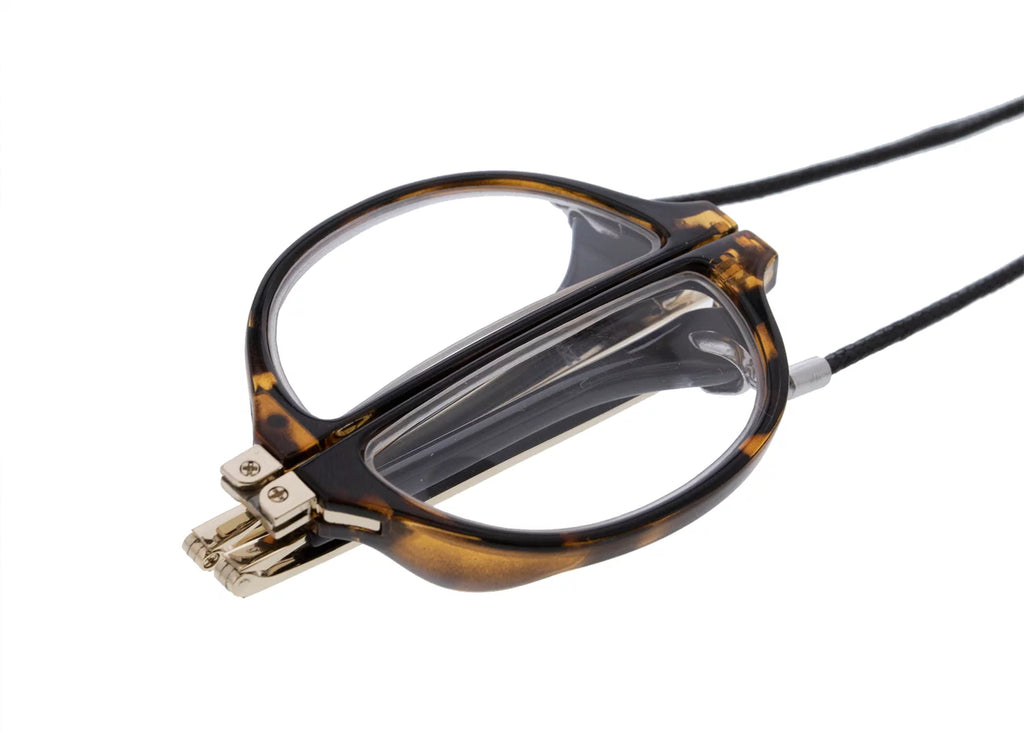 Foldable Round Tortoise Shell Reading Glasses Y561