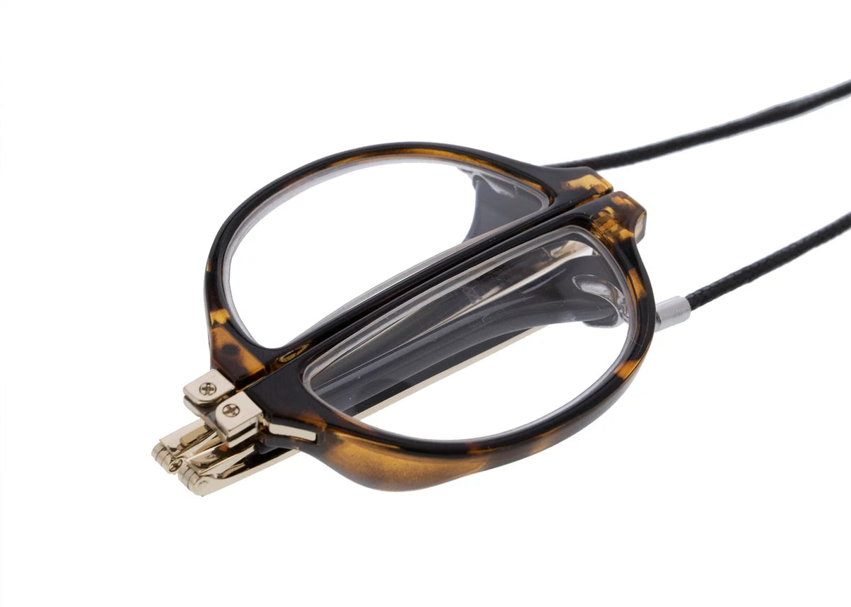 Foldable Round Tortoise Shell Reading Glasses Y561