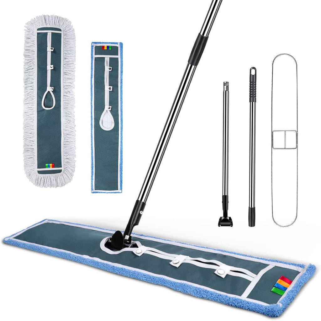 Commercial Dust Mop with 2 Microfiber Mop Pads, 51.2'' Metal Head with Stainless Steel Handle, Pack of 2 H4658