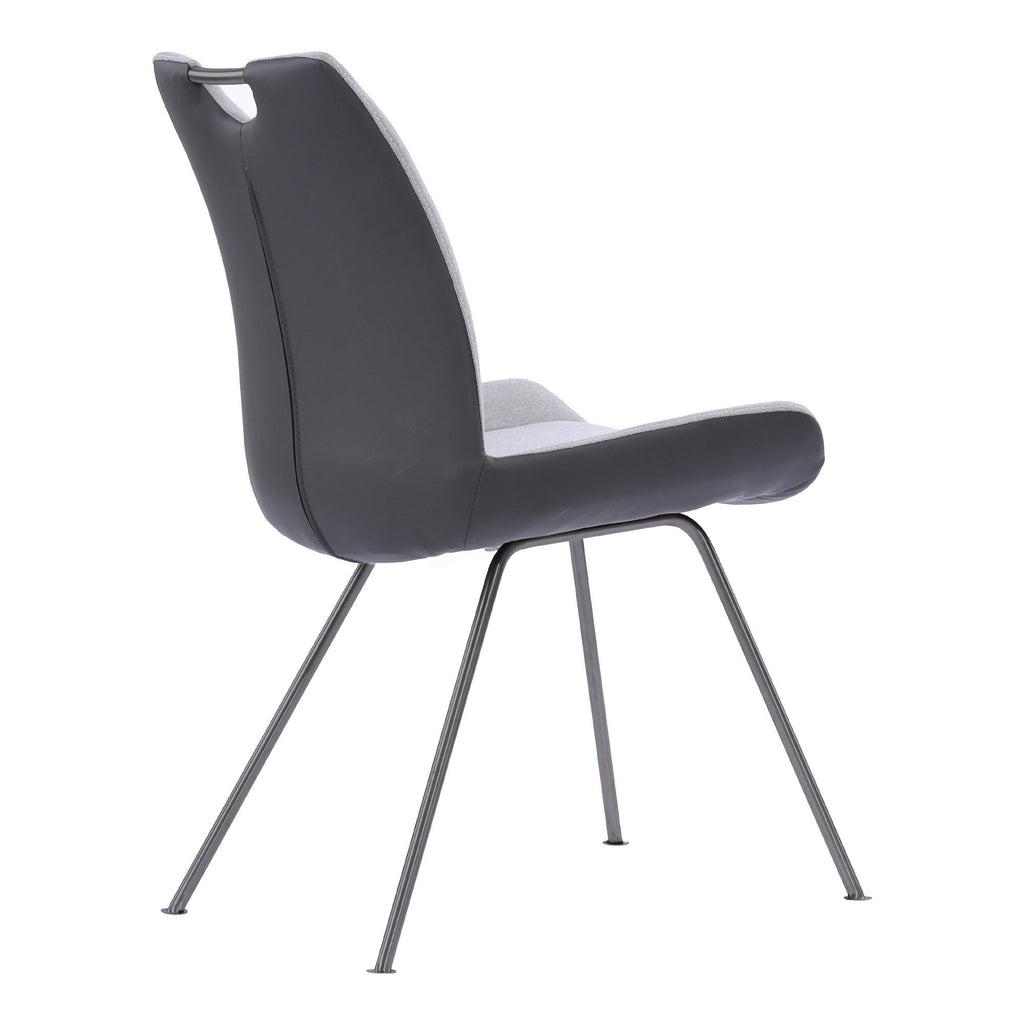 Grey Powder Coated Pewter Fabric Dining Chair Set of 2 T9071
