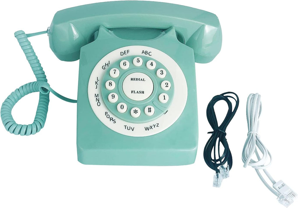 Green Classic Rotary Corded Desk Phone T71386