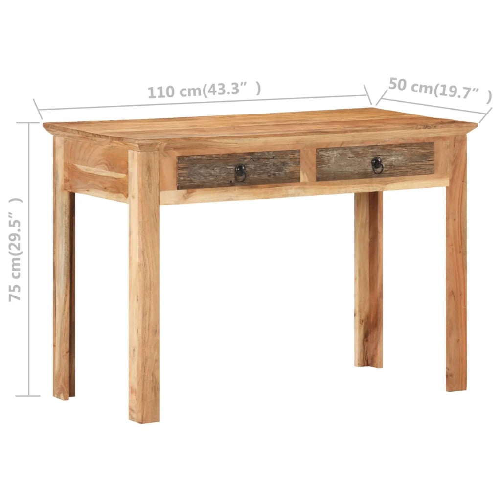 Reclaimed Wood Writing Desk with 2 Storage Drawers T168785