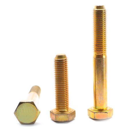 3/8 inch-16 x 4 3/4 inch Coarse Thread Grade 8 Hex Cap Screw Alloy Steel Yellow Zinc Plated Pk 225 T703