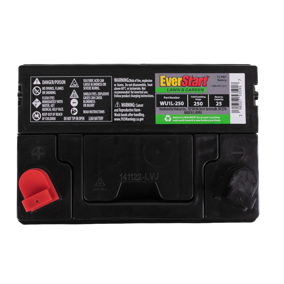 Lead Acid Lawn and Garden Battery, Group Size U1R 12 Volt, 250 CCA U4870