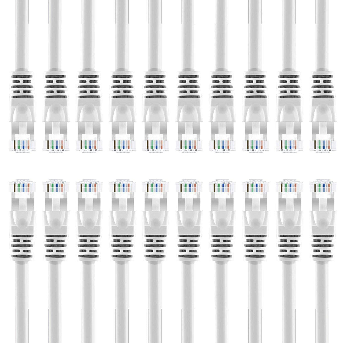 100-Pack Cat 6 Ethernet Cable White 0.5 Feet O29658