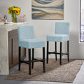Light Blue Fabric Barstool Set of 2 N570