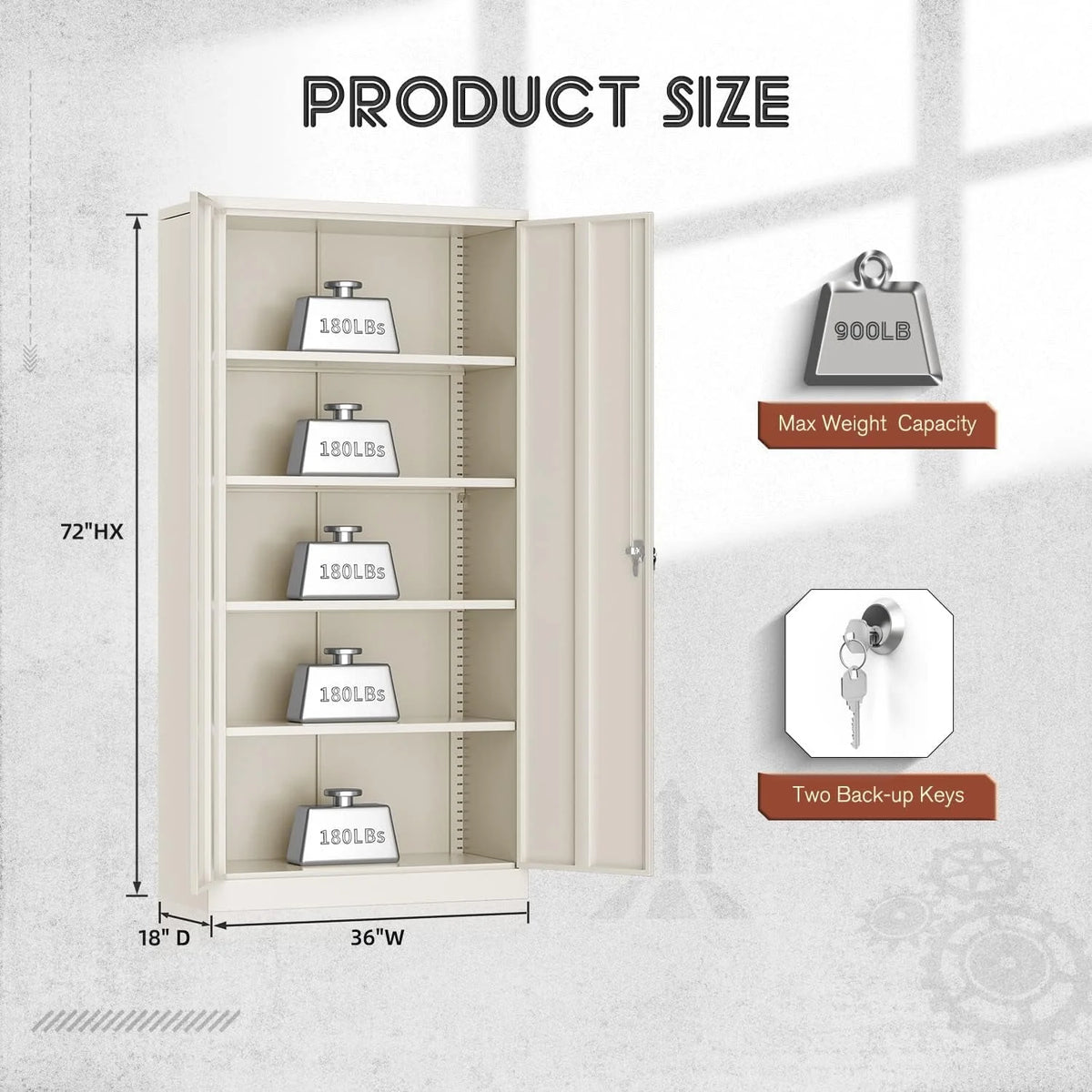 Black Metal Storage Garage Cabinet with Locking Doors and Adjustable Shelves L489962