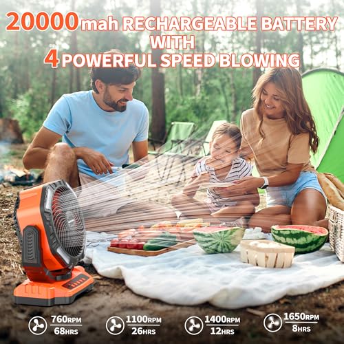 20000mAh Rechargeable Camping Fan with Light U31946