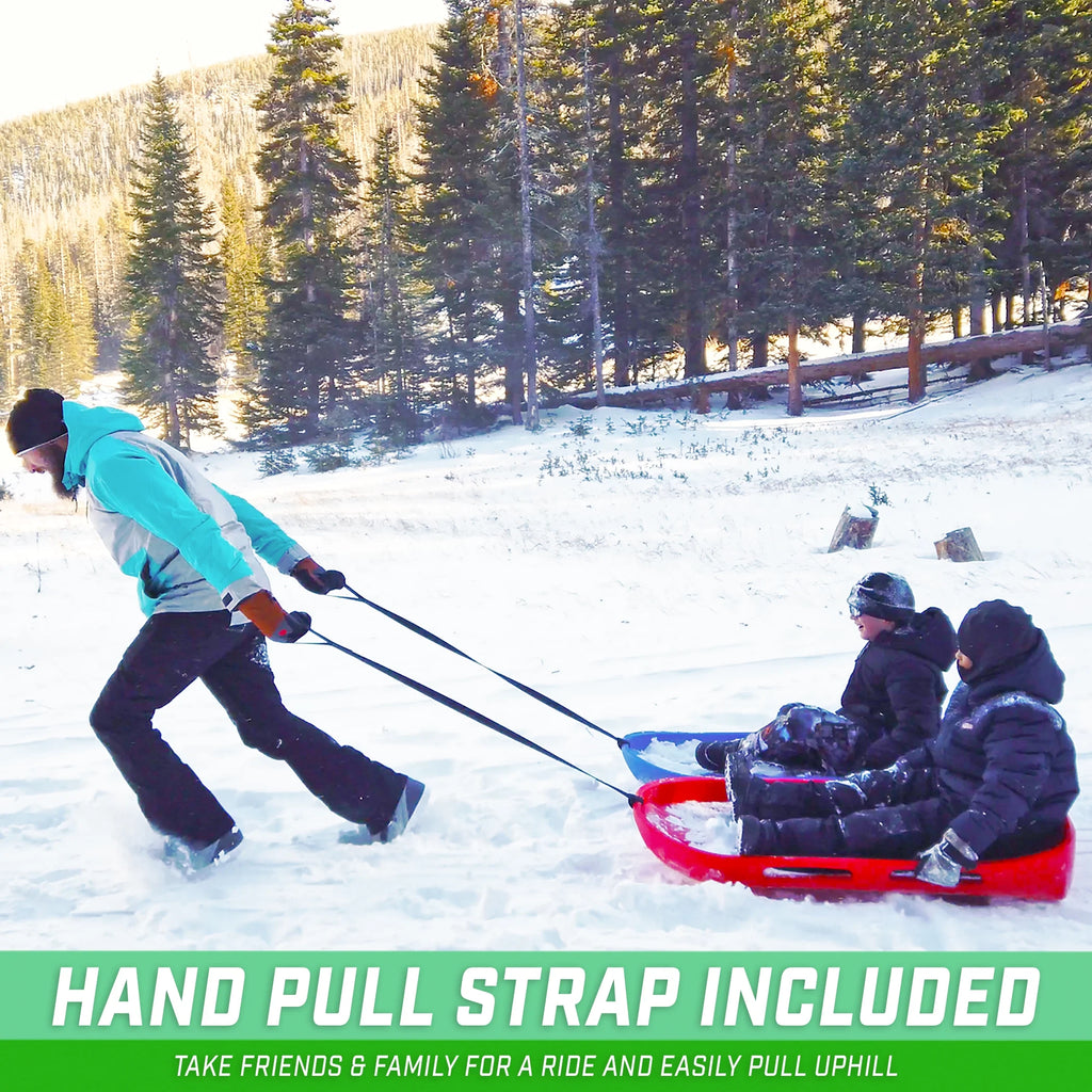 Red Snow Sled with Pull Strap and Padded Seat O77051