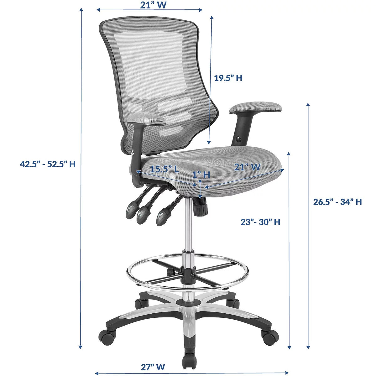 Gray Mesh Drafting Chair U456