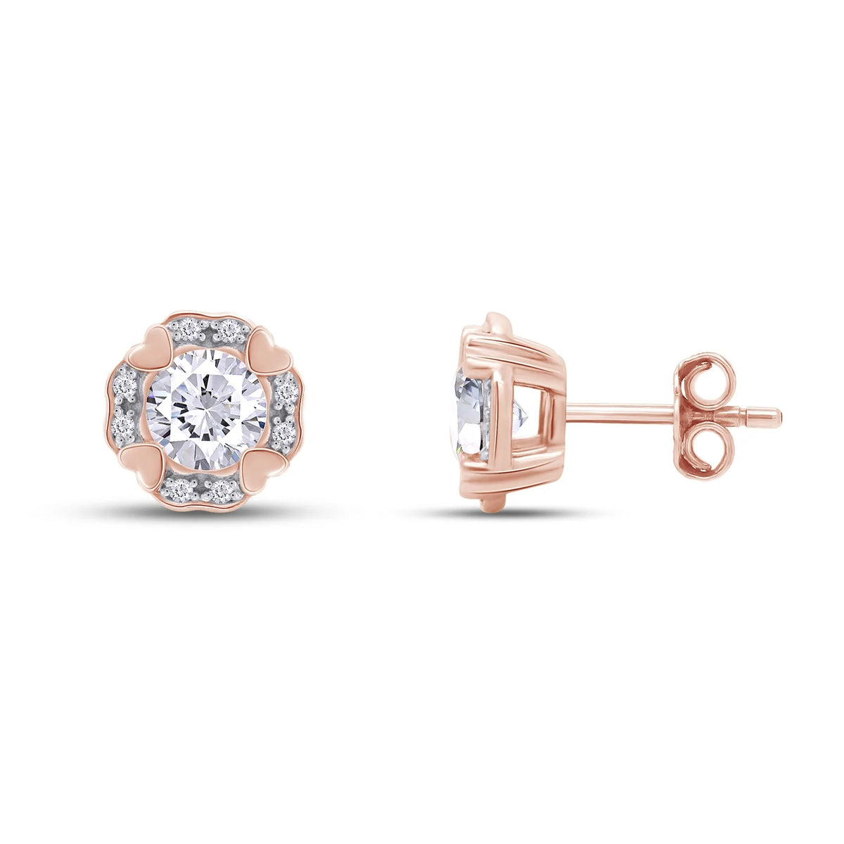 Moissanite Stud Earring 1 Carat 5MM D Color VVS1 Prong Setting 18K Rose Gold Over Sterling Silver N288
