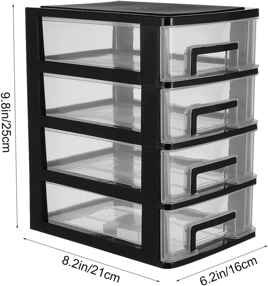 Black and Transparent 4 Layer Plastic Drawer Cabinet I2144