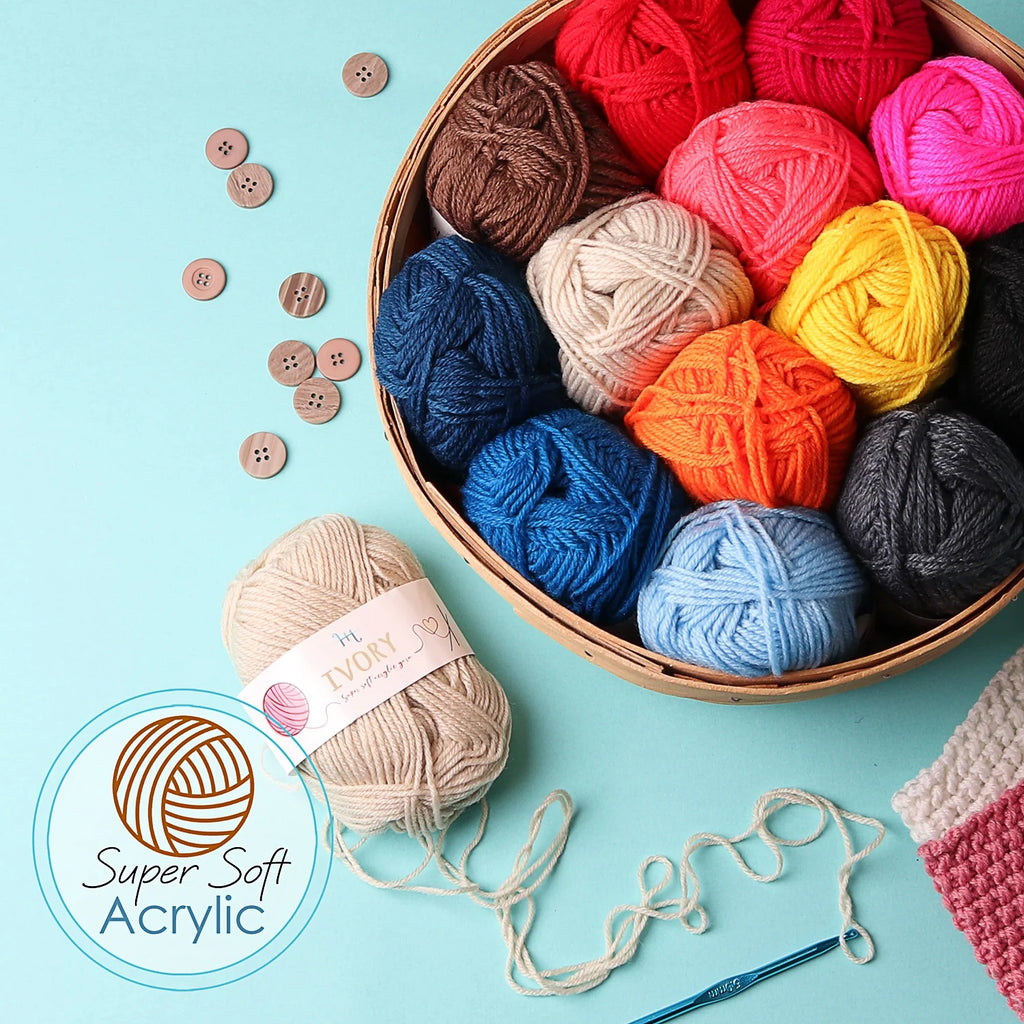 Crochet Kit with Yarn Balls, Needles, Canvas Tote Bag, 73 Piece U641