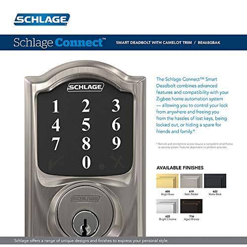Smart Deadbolt with Camelot Trim in Bright Brass, Zigbee Certified L691