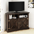 44'' Farmhouse Corner TV Stand with Double Doors & Adjustable Shelves P9239