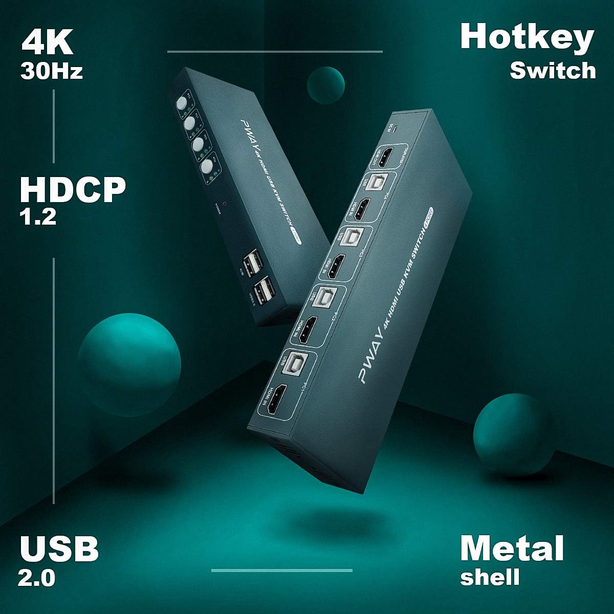 4 Port HDMI KVM Switch 4K@30Hz USB 2.0 with Cables T24633