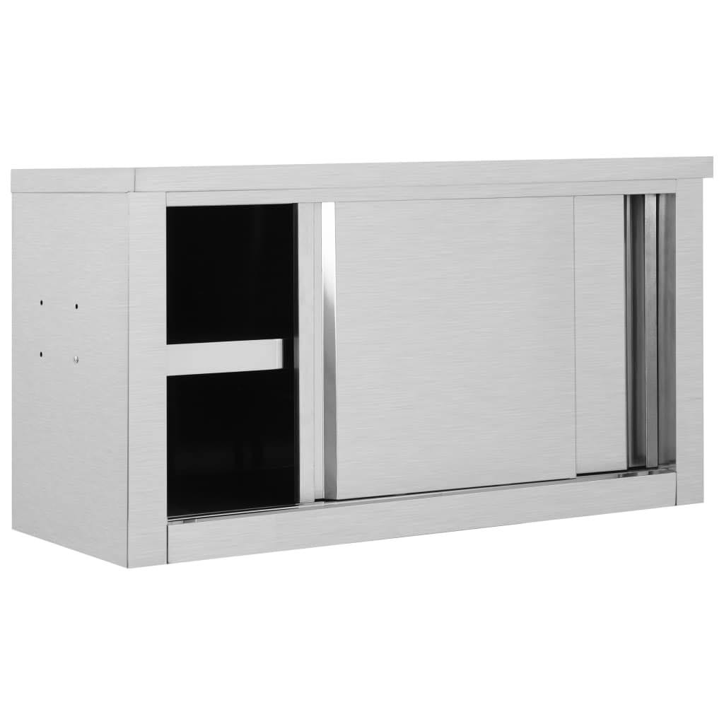 Stainless Steel Kitchen Wall Cabinet with Sliding Doors P495