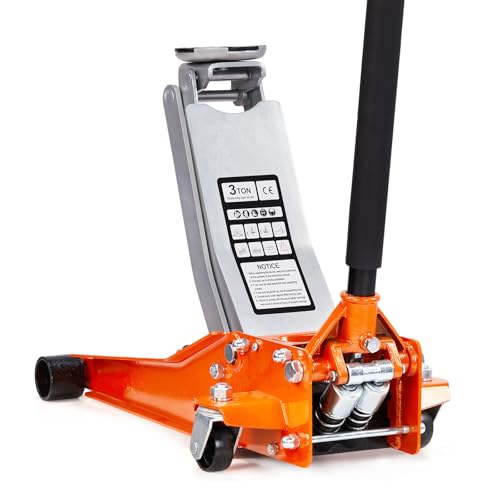 Low Profile Floor Jack, Dual Pistons Quick Lift Pump, Orange J4640