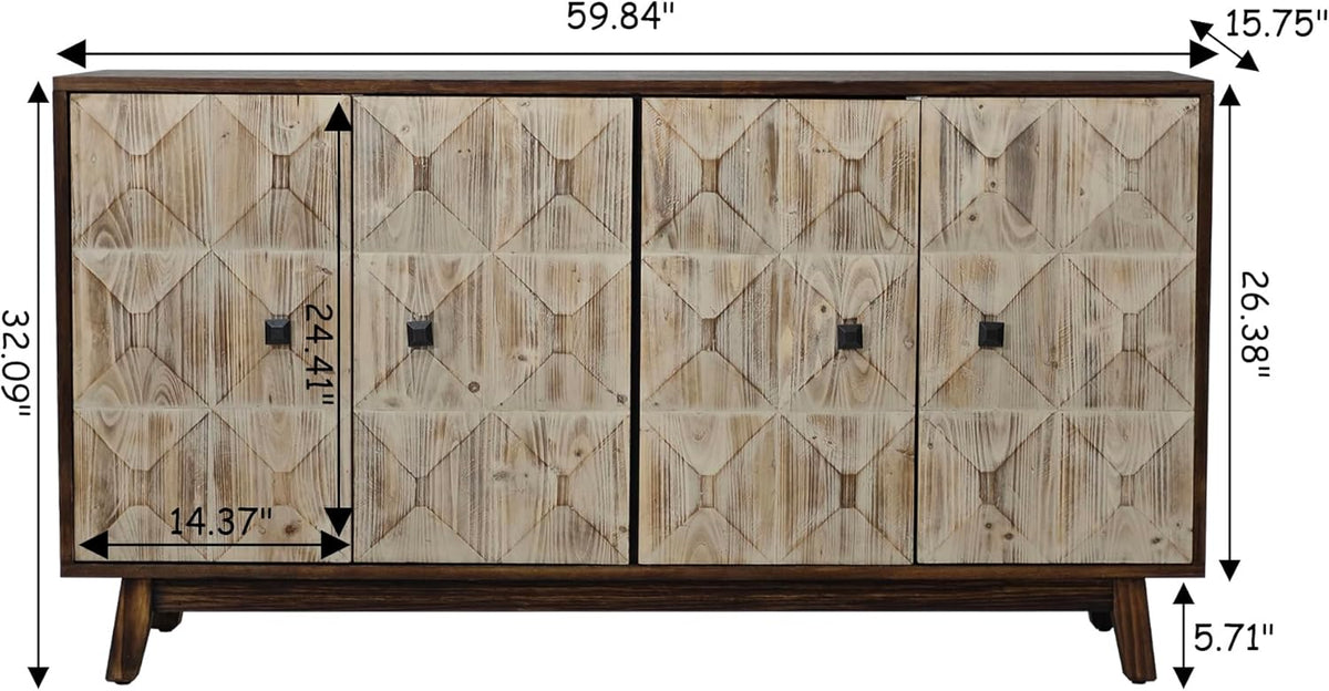 4-Door Wood Cabinet with Adjustable Shelves J74785